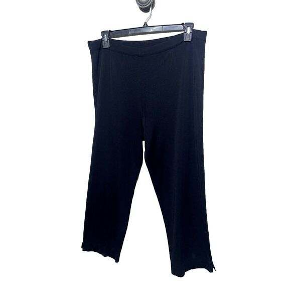 EXCLUSIVELY MISOOK Pants L Large Black Knit Pull-On Acrylic Stretch - Picture 1 of 8
